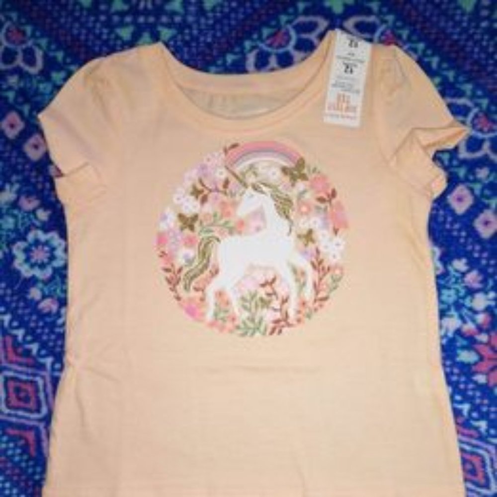 Jumping Beans baby girl t-shirt floral unicorn 12 month k-214